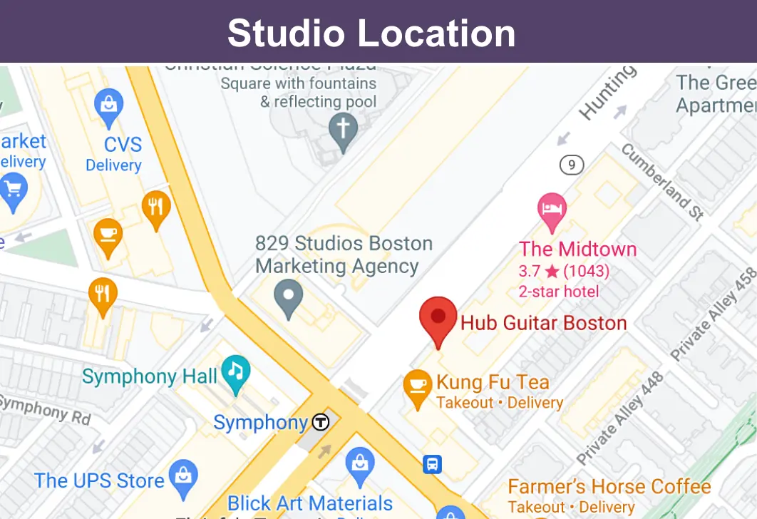 Guitar lessons in Boston on Huntington Ave